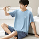 
ZIPJBX Gulu Clothing Men's Pajamas Summer Round Neck Short Sleeve Shorts Casual Set Loose Simple Thin Home Clothing Set z-6623# L (Suggested 100-120Jin [Jin equals 0.5 kg])