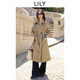 LILY2025 new autumn style retro British style double-breasted casual commuter belt long khaki windbreaker jacket 717 Khaki S