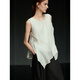 ELLE [Pure White Order] Ruffled Acetate Sleeveless Shirt for Women 2025 Summer New Tencel Chiffon White Shirt White M