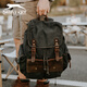 Slazenger/Slazenger retro gran capacidad de lienzo resistente al desgaste mochila de piel de vaca negra