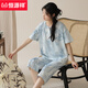 Hengyuanxiang 2025 new summer short-sleeved cropped pants pajamas women's national style home clothes casual and can be worn outside suits National style short-sleeved 9901 YZT cropped pants M Recommended 80-100Jin [Jin equals 0.5 kg]