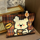 Cosmetic bag, portable large-capacity retro plaid storage bag, stylish travel and outing toiletry bag, coffee puppy storage bag