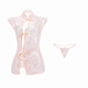 Manyan sexy Unterwäsche sexy klassische gestickte Perspektive Schnüre-up Cheongsam-Schlitzhülsen und Uniform Set 9435 Pink [Cheongsam + T-Trouser] Eins Größe