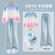 Nickybaby Girls Suit Fashionsable и модный весенний костюм 2025 Новая детская одежда весна и осень-стиль Большой детской повседневной толстовки с двумя частями 4891 Розовый градиент + 13068 синий [добавлен флисовый набор] 150 см.