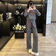 Magiopy International Luxury High-End-Marke Europäische Modemarke Casual Sports Set 2025 Springstil Mode Buchstaben Grau graues zweiteiliger Set (100jin [Jin Equals 0,5 kg]))