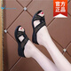 Hot air fern (REFENGMAI) leather sandals for women 2025 new summer casual anti-slip heel thick sole mother sandals rhinestone women's slippers for a long time without getting tired of their feet 39