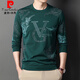 皮尔卡丹（pierre cardin）时尚潮流印花t恤男春秋新品男士圆领长袖冰丝VG图案中青年打底衫 6621黑色 L 建议120-140斤