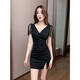Luyiyahan-Techniker mit Hüftgedecker Rockkleid Deep Kleidertherapie Arbeitskleidung sexy hip bedeckte Nachtclub Arbeitskleidung 3882 Schwarz 2xl Empfohlen 125-135jin [Jin ist gleich 0,5 kg]