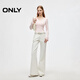 ONLY 2025 autumn casual temperament design sweet V-neck off-shoulder sweater for women|125324024