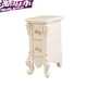 
Mengfusfee European style bedside table European style mini night table simple narrow storage cabinet small bedside cabinet storage cabinet two draw small cabinet 9871 ivory white silver drawing