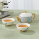 Yongfengyuan (auratic) Moon Time 4-piece ceramic travel tea set and tableware set, travel protective packaging bag, 4-piece travel tea set