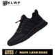 KLWP Hong Kong High-End Light Luxury Brand Herrenschuhe Frühling Neues Sportschuhe Trendy Mesh atmungsaktiven Herrenleder Freizeitschuhen All Black Leder 9852 38 Standard Sportcode