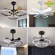 XMSJ Schlafzimmer Light 2025 Pop Light Luxusstil mit Lüfterlüfter Leichtes Hauptschlafzimmer Essdecke Lüfter Leichter Haushaltsbügel 1W 9227 Schwarz 60 cm-Drei Farben-Übervertehrungen Sechs Gear