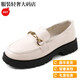 Satchi Light Luxury Loafer Schuhe echtes Leder aus der Britin Britisch -Low Heel Single -Schuhe weicher Leder Soft Sohle faule Schuhe Dicke Sohle kleine Größe Frauenschuhe große Größe von Schwarz W23YA3882BQ 31