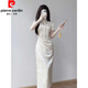 Pierre Cardin cheongsam 2025 new temperament young style national style silk dress daily new Chinese style girl summer dress pear white-cheongsam S