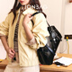简·佰格（JONBAG）油皱公文包单肩斜挎手提通勤女包2025新款包包轻奢大容量波士顿包 黑色油蜡+银河好运挂饰