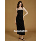 
banana cici 2025 summer new vacation style cotton linen straps detachable suspender dress C252LY674 Black M