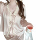 GPHF Pajama de GP japonés para mujeres Seda de seda de hielo Summer pantalones de manga larga encaje francés dulce y lindo juego de ropa para el hogar de alta gama 6622# rosa pantalones cortos de manga corta xl