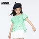 Annai children's clothing girls' short-sleeved tops 2024 spring new style white and green flowers 120