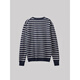 2025 New Men's Bottoming Sweater Korean Style Loose Henley Collar Contrast Color Striped Long Sleeve Sweater Dark Gray 2XL