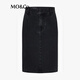 MO/Co.[NOIR Series] Skirt 2025 autumn new product hot diamond elastic cotton straight MBE3SKT015 denim black M