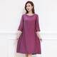 Yusenyis Mutterkupfer Ammoniakseidekleid mit bauchbedeckten schweren, lässigen, zentralen Mitte-Ärmeln Frauener loser Rock loser Rock mit mittlerer Länge Marine Blue S 11155