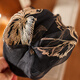 PTAH heavyweight silk mulberry silk embroidery handmade half hat to cover white hair, widened headband, western style retro versatile headband hat, black gold embroidery