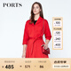 
PORTS New Product Women's Simple Lapel Medium-Length Trench Coat LN8T022HWB015 Flame Red-2 S (4)