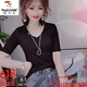 Woodpecker (Tucano) Baumwolle kurzärmeliges T-Shirt für Frauen 2025 Sommer Fashion V-Ausschnitt Koreanische Version Lace Hollow Design Rückenless modisches Top White L.