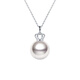Tahiti Akoya Pearl Pendant Crown Style 18K Gold Necklace Highlight Seawater Pearl Collarbone Necklace Gift 18K White_akoya Pearl Pendant + 18K Gold Chain 8.5-9mm