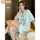 Victoria's style internet celebrity nightgown for women's summer thin ice silk short-sleeved shirt for women's pajamas for summer cool simulated silk home clothes 1355 [removable chest pad] M [75-100Jin [Jin equals 0.5 kg]]
