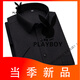 花花公子（PLAYBOY）夏季白色冰丝短袖衬衫男薄款条纹中年爸爸休闲正装免烫衬衣 DX6626 42