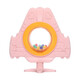 Baby bite molar stick, infant silicone teether, molar teeth fixator, rattle teether, airplane bell teether, airplane-rattle teether pink + PP chain to prevent falling off