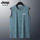 JEEP SPIRIT ice silk cool vest men 2025 summer thin loose sports vest sleeveless T-shirt men gray 6XL [Suggested weight 150-160 Jin [Jin equals 0.5 kg]]