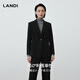 LANDI All Black Aesthetic Black Commuting Brushed Blazer Women's Top 2025 Autumn and Winter New Product Black L