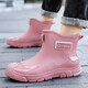 
Couple rain boots men's water shoes women's short tube non-slip low top waterproof rubber shoes kitchen work rain boots fishing boots overshoes black [men and women-universal] 41-42
