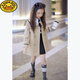 
G.DUCKKIDS girls windbreaker medium-length spring and autumn medium-large children's double-breasted navy collar top girl British style Korean style jacket single-piece windbreaker jacket 120 height 110-115cm Age 5-6 years old
