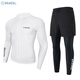 TRAVEL BUDDIESbarrel swimsuit men's surf suit split quick-drying tight jellyfish snorkeling suit wetsuit long-sleeved trousers direct sale men's pure white (cardigan) top + black trousers two-piece set 2XL (150-170Jin Jin equals 0.5 kg) One size fits all