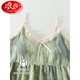 
Langsha suspender nightgown with breast pad summer thin pure cotton high-end pajamas pure and sexy girl casual dress QM6626 XL All size