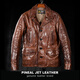 PJL men's Japanese retro aged oil wax horsehide heavy washed dispatcher leather jacket leather coat horsehide dispatcher dark brown M (135Jin Jin is equal to 0.5 kg or less)
