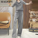 Magiopy International Luxury High-End Brand Европейский серый случайный спортивный костюм для женщин 2025 Spring Fashion Trendy Slim и Grey Grey Grey Set Set S (100Jin [Jin равняется 0,5 кг]))