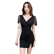 Für Zhishu Nightclub KTV sexy Kleid für Frauen Deep V Kleid Spa Fußbademassage Techniker Arbeit Kleidung Hip Rock Nachtclub 3882 Black + XL Empfohlen 115-125Jin [Jin ist gleich 0,5 kg]