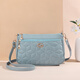 酷奇袋鼠女士包包大容量多拉链隔层斜挎包气质时尚百搭单肩包个性妈妈女包 6607浅蓝