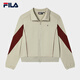FILA 杨幂同款|斐乐官方时尚女装针织长袖外套2025秋新款休闲宽松上衣 潮汐泡沫灰-GY M 165/84A/M