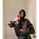 COCO LIMITEMENT BOUCLE de café en fourrure rétro Retro Maillard Importé Veste de cuir authentique Veste en cuir marron rétro version italienne importée de la peau de mouton