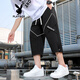 
Playboy (PLAYBOY) cropped pants men's summer thin casual shorts teenager tooling loose quick-drying straight-leg design sense cropped pants 6629 black 2XL