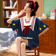 Muji com Mujis selben Sommerpyjama für Frauen, große Größe kurzärmeld dünner Stil süße koreanische Version von Prinzessinstil Sweet Two-Piece Set Loli Pink GXT6630 m (Empfohlen 75-95 Jin [Jin gleich 0,5 kg]))