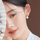 Central Chuang Fashion Chinese Gold Hotan Jade Silver Earrings Birthday Gift Women's Earrings Earrings Light Luxury Niche Senior Mom s925