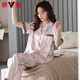 Yalu high-end 2025 pajamas for women in summer satin short-sleeved trousers new summer silk summer middle-aged mother home clothes 6626 2XL (weight 140-160Jin [Jin equals 0.5 kg])