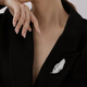 Qlady micro-encrusted diamond feather brooch high-end men's and women's 2025 high-end light luxury corsage suit dress accessories